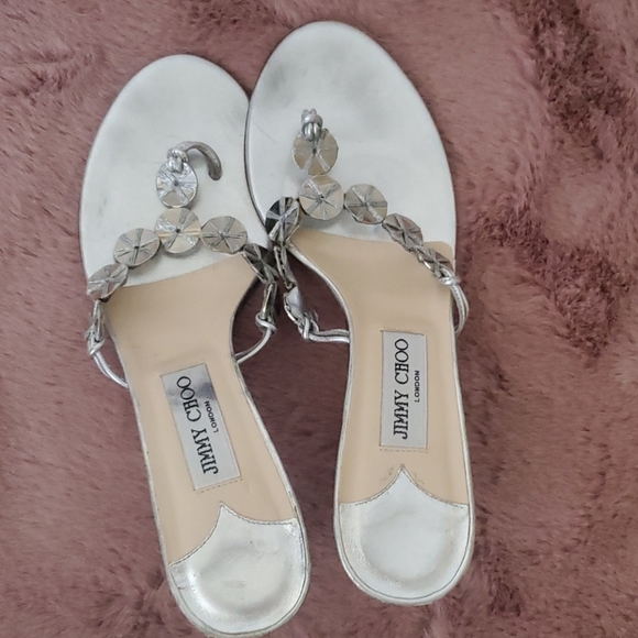 Jimmy Choo Silver Disc Sandals - Picture 6 of 8